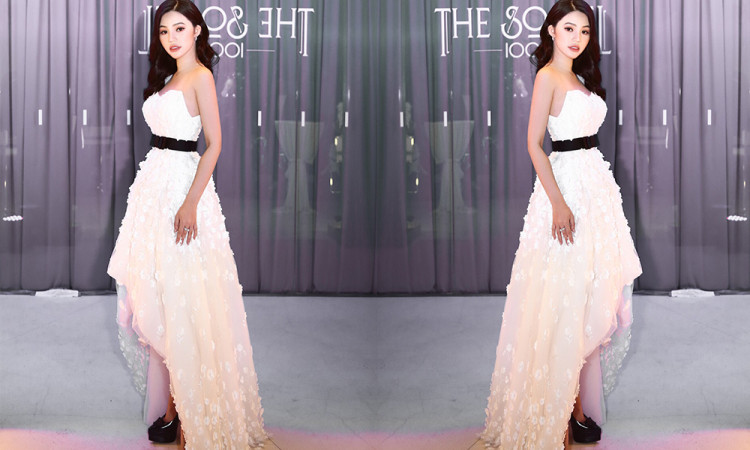 “Hoa hậu con nhà giàu” Jolie Nguyễn xinh như công chúa khi diện váy David Wong